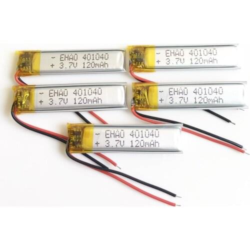 5 x EHAO 401040 3.7V 120mAh Lithium Polymer LiPo Rechargeable Battery Handheld Navigator for Mp3 GPS bluetooth Camera 4*10*40mm