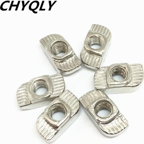 500pcs/lot M6 T Nut Hammer Nut Aluminum Connector T Fastener Sliding Nut Nickel Plated Carbon Steel for 3030 Aluminum Profile