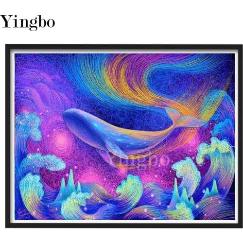 Fantasy art 5D DIY Full Square Round Diamond Painting Cross Stitch abstract dolphin Diamond Embroidery Animal mosaic Home Decor