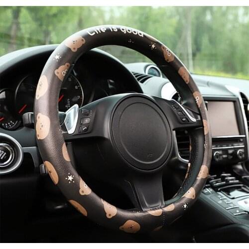 Car Accessories Cute Cartoon Bear cat Steering Wheel Cover Natural Rubber Healthy Breathable Universal 38cm