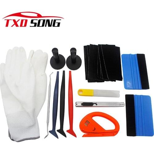 TXDSONG Carbon Fiber Car Tools Vinyl Wrap Film Sticker Wrapping Tool Auto Window Tint Foil Magnetic Stick Squeegee Set Scraper