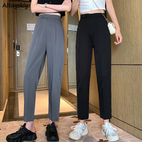 Pants Women Oversize Straight Loose Casual Office Lady Solid Minimalist All-match Elegant Spring Cozy Basic Trousers New Popular