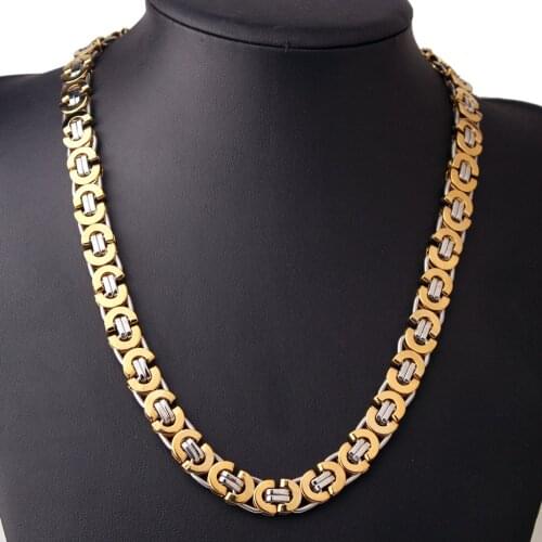 Fashion Luxury Men Fashion Gold Chain Necklace Stainless Steel Byzantine Chains Street Hip Hop Jewelry 6/8/11mm Wide