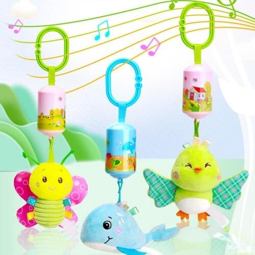 Lovely Crib Rattle Skin-friendly Cartoon Shape Emotional Comfort 0-1 Years Old Baby Hanging Rattle Toy for Stroller
