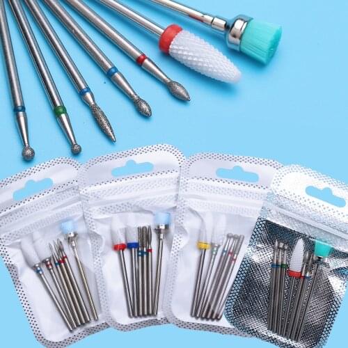 6/7 Milling Cutter for Manicure Diamond Ceramic Nail Drill Bits Mills Removing Nail Bit Set Gel Electric Manicure Machine Tools