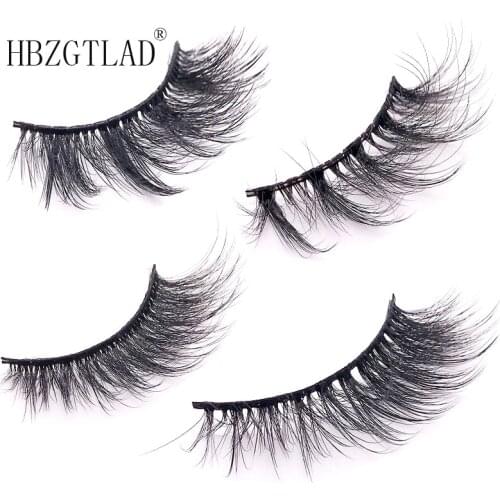 HBZGTLAD New 3 Pairs 6D Mink Lashes Natural False Eyelashes Dramatic Volume Fake Lashes Makeup Eyelash Extension Silk Eyelashes