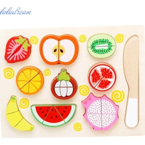 4 Styles Montessori Early Education Toys Wooden Simulation Kitchen Toy Pretend Play Fruit Cut Off Games