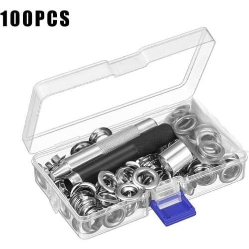 100pcs/set Grommet Eyelets Installation Tool Boxed Repair Canvas Tarps Metal Copper Eyelet Installation Tool Boxed Home Use