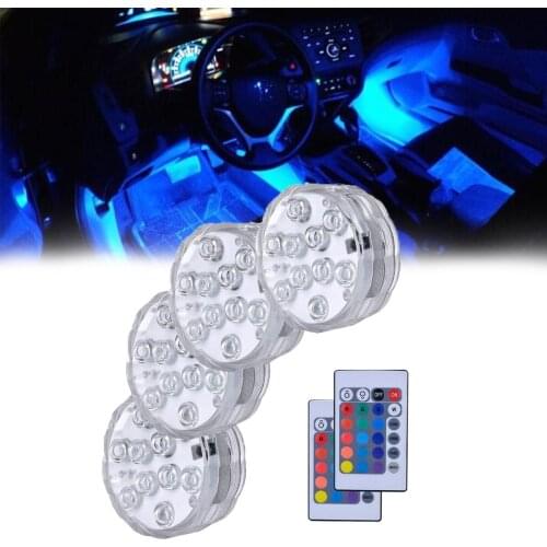 Car interior atmosphere LED round light instrument panel floor foot LED round decorative light music sound control multiple ligh