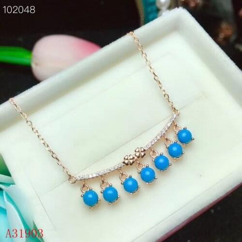 KJJEAXCMY boutique jewelry 925 sterling silver inlaid natural turquoise gemstone ladies pendant necklace support inspection