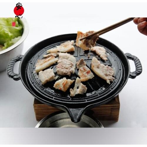 Multi Functional Korean Oil Spill Pan Mongolian Style Iron Bbq Pan Commercial Outdoor Convenient Oven Baking Tray Griddle Plate