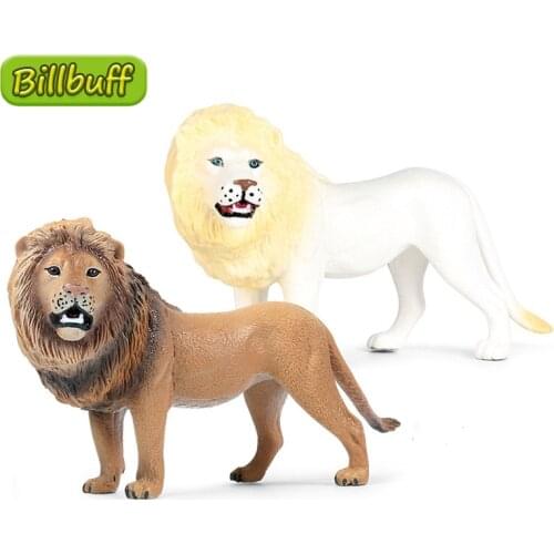 Simulation Grassland Wild Animal ABS Solid Lion Model Action Figures Collection Cognition Educational Toys for Children Kid Gift