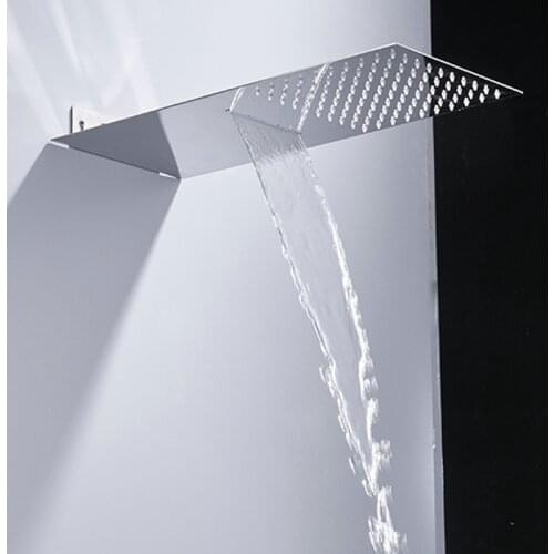 BECOLA chrome/Black Waterfall and Rainfall Shower Head Concealed Stainless Steel Bathroom Square Shower Heads Faucet BR-9910