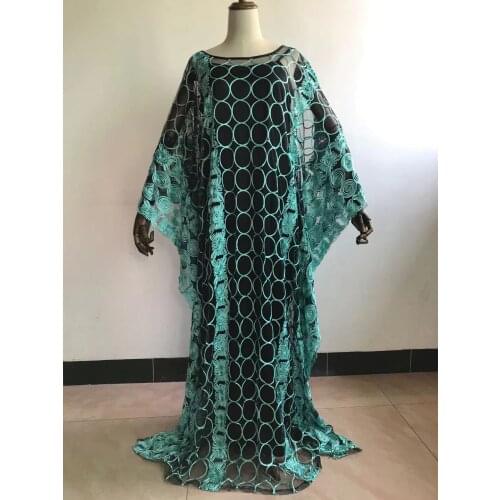 New Style Women Fashion Classic African Clothes Dashiki Net Cloth Fabric Lace Add Inside Skirt 2pic Loose Long Dress Free Size