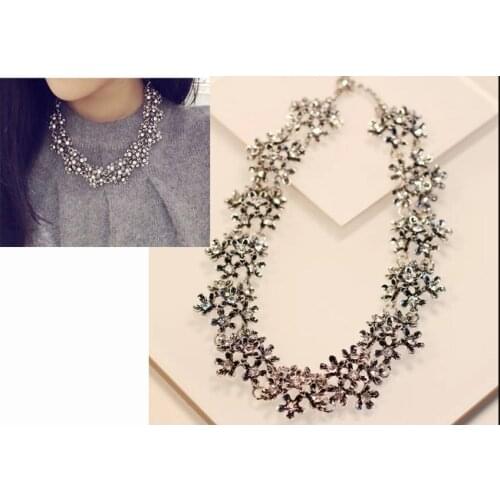 New Arrival High Quality Jewelry Floral Rhinestone Choker Necklace Clavicle Exaggerated False Collar Necklace
