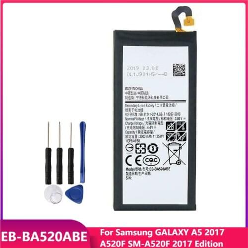 Original Phone Battery EB-BA520ABE For Samsung GALAXY A5 2017 A520F SM-A520F 2017 Edition Replacement Batteries 3000mAh