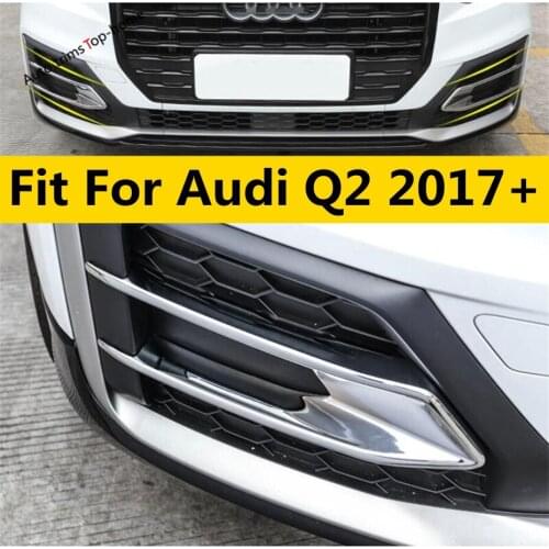 Yimaautotrims Front Fog Lights Foglight Lamp Eyelid Eyebrow Frame Cover Trim Fit For Audi Q2 2017 - 2020 ABS Chromium Styling