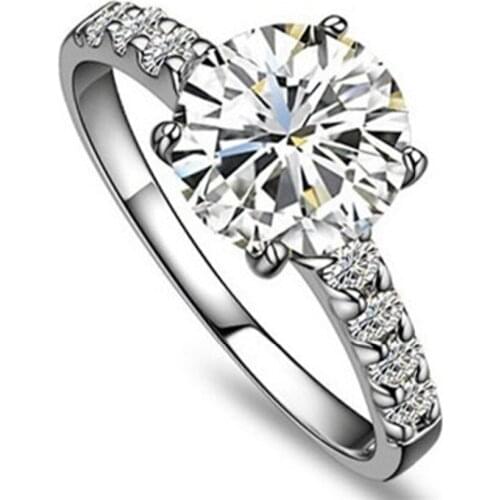 Genuine Quality 14K White Gold Ring for Women Brief 1CT Female Engagement Diamond Ring 14K Jewelry
