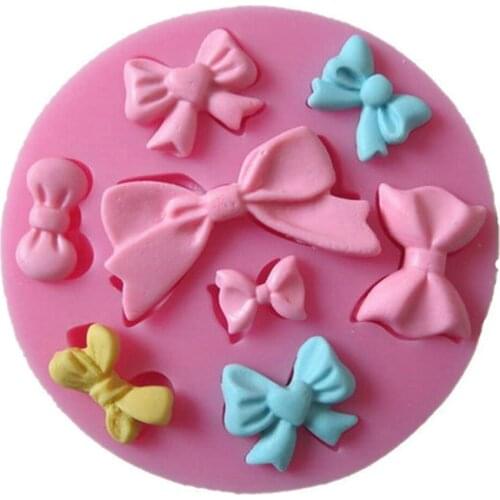 Bow Bowknot Shape Chocolate Candy Jello Christmas Fondant Mold Silicone Kitchenware Sugar Wedding Cake Decoration Craft DIY
