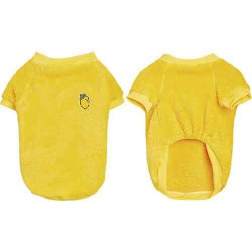 Warm Flannel Pet Clothes Soft Dog Sweater For Small Medium Large Dog Cat Winter Dog Pullover Cute Lemon Pattern Coat Jacket