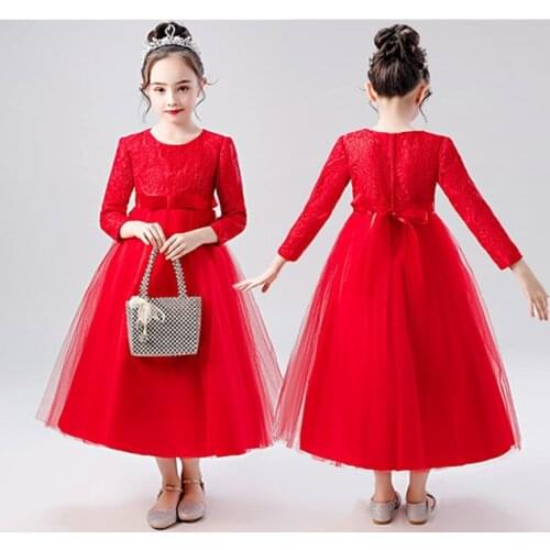 Girls Evening Party Dress Wedding Birthday Lace Tulle Dresses Teen Girls Autumn Ball Gown Long Maxi Froks 8 10 12 14 16 Years