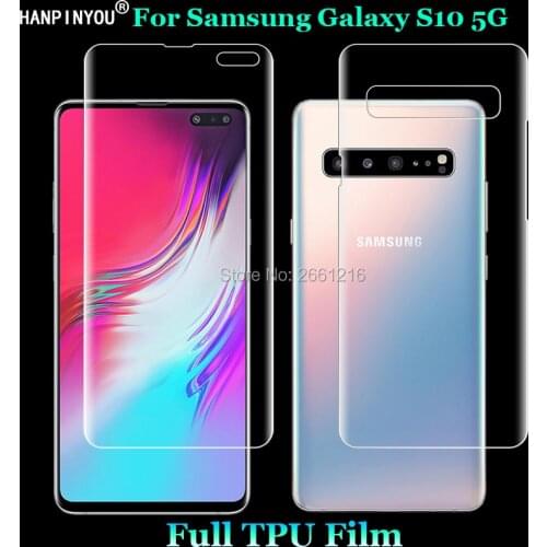 For Samsung Galaxy S10 5G G977 6.7" 2 Pcs =Front+Back Slim Full Cover Soft TPU Film Explosion-proof Screen Protector (Not Glass)