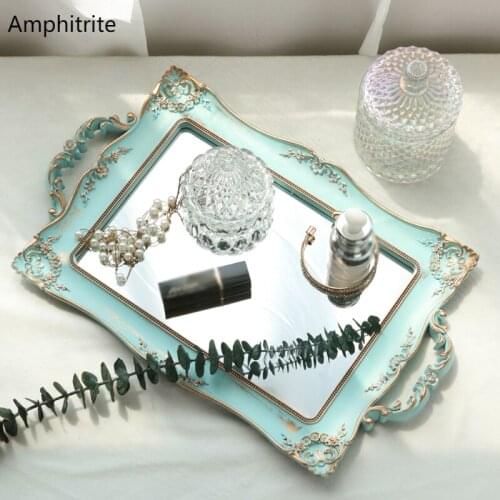 European Art Retro Place Mirror Tablet Decorations Cup Cosmetics Jewelry Storage Bedroom Home Modern Tray