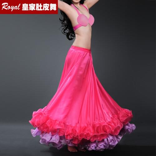 New Gorgeous Double layer Belly dance Skirt Professional Performance Bellydance Dress belly dance Costume Dual Color Split Skirt