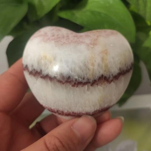 1pcs 180-200g Natural Meat Pork Heart Shaped Bacon Red Texture Crystal Stones Healing Decor