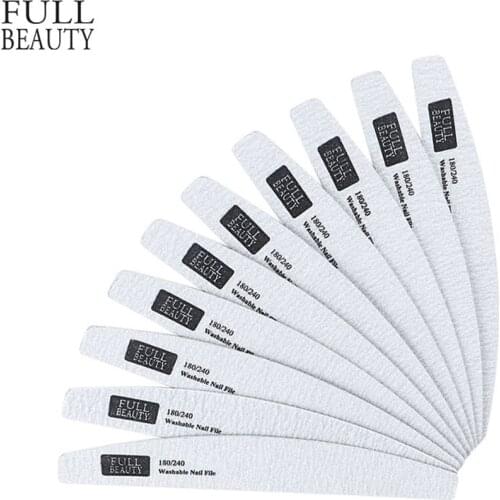 10pc/lot Wooden Professional Nail File 180/240 Sandpaper Nail Buffer Block Washable Grinding Polishing Manicure Care Tool CH1577