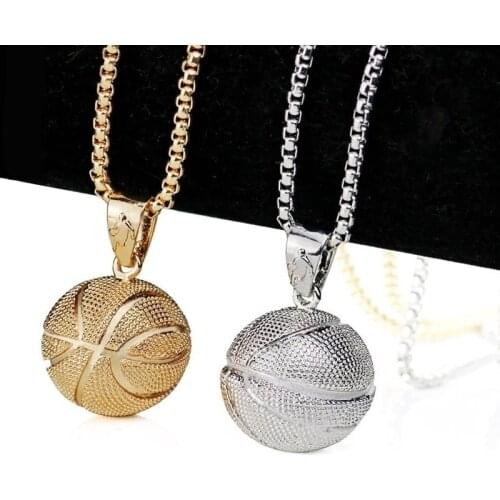 2020 Basketball Football Pendant Necklace Mens Necklace New Style Fashion Metal Pendant Accessories Party Jewelry Two Colors