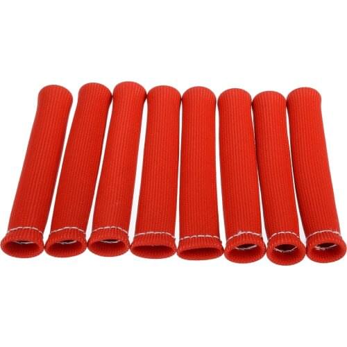 8pcs Red 1200F Spark Plug Wire Boots Heat Shield Protector Sleeve Sbc BBC 350 454 Engines For GM Chevy Buick