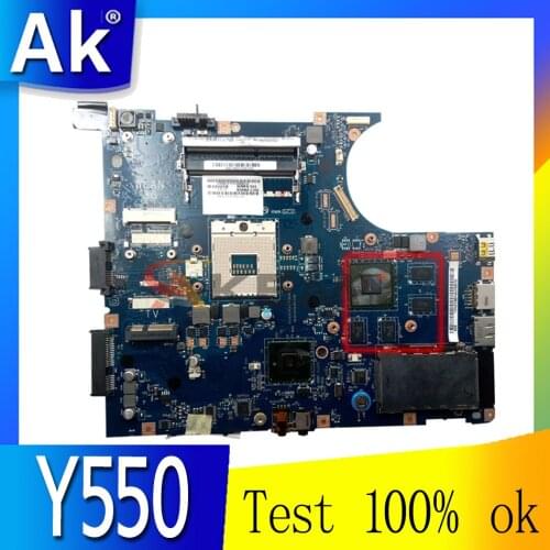 Akemy NIWBA LA-5371P Laptop Motherboard for Lenovo Y550 Y550P Main board HM55 only Support i3 i5 CPU FREE I5 CPU