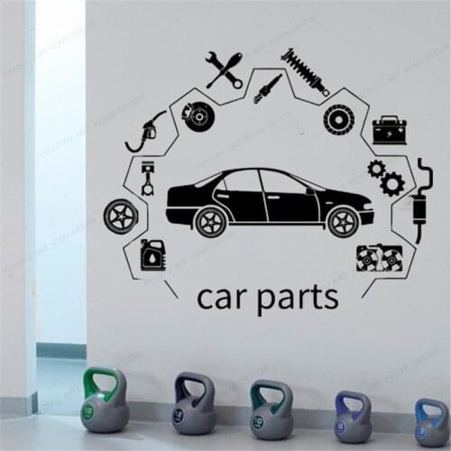 Auto service car parts wall sticker vinyl car washing Wall decor tires repair wall decal Window art mural HJ650