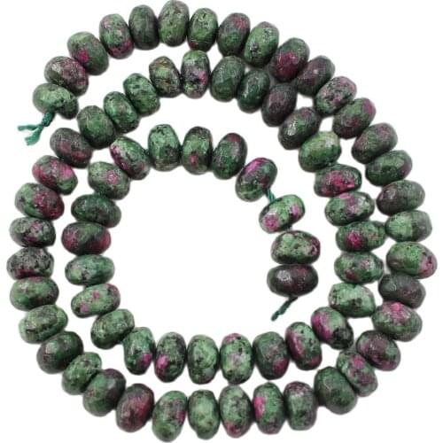 APDGG Natural 5x8mm Faceted Rondelle Ruby Zoisite Loose Gemstone Beads 15" Strand Jewelry Making DIY