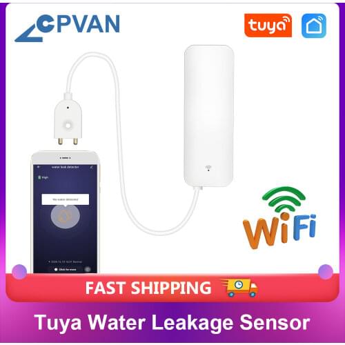 CPVAN WiFi Tuya Water Leakage Sensor Home Alarm Water Leakage Sensor Detector Flood Alert Overflow Security Alarm System