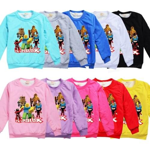 Kids Pullovers Robloxs Thicken Sweatshirts Infant Boy Girl Winter Warm Coat Cartoon Printed Round Neck Outwear Children Clothing
