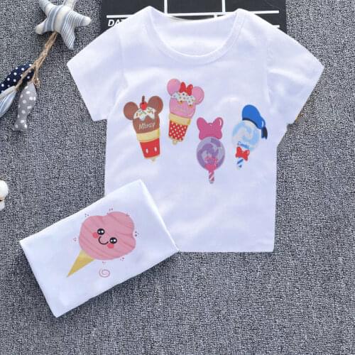 T-shirt Summer New Clothing Cute Ice Cream Tee Shirt Fille Fun Fashion Boy T Shirts For Children Design Round Neck Girl Tshirt