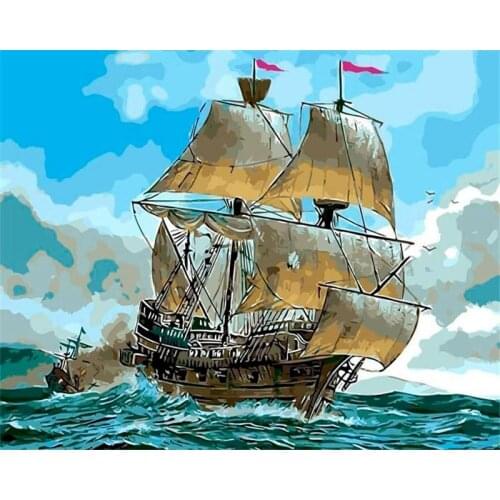 GATYZTORY 60x75cm Frameless Painting By Numbers sea sailing boat Landscape pictures by numbers DIY For Home Decoration Gift