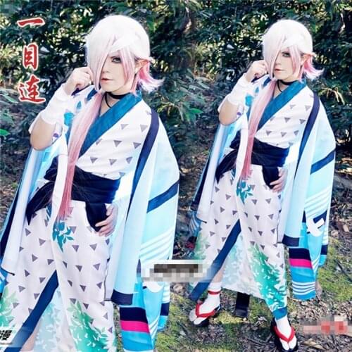 Hot Game Onmyoji SSR Ichimoku Ren Awakening Cos kimono+coat cloak+belt+neck ornament Cosplay Costume+Free Shipping D