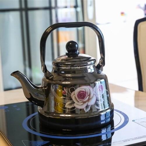 1.7L chinese enamel vintage kettle tea whistling teapot stove kettle water jug thickened restaurant cold kettle coffee pot