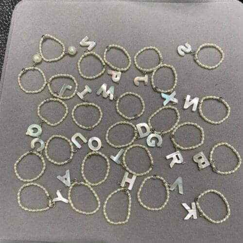 1-2mm 100% real natural fresh water pearl ring sea shell letter alphabet small pearl etherealize fashion girl women jewelry