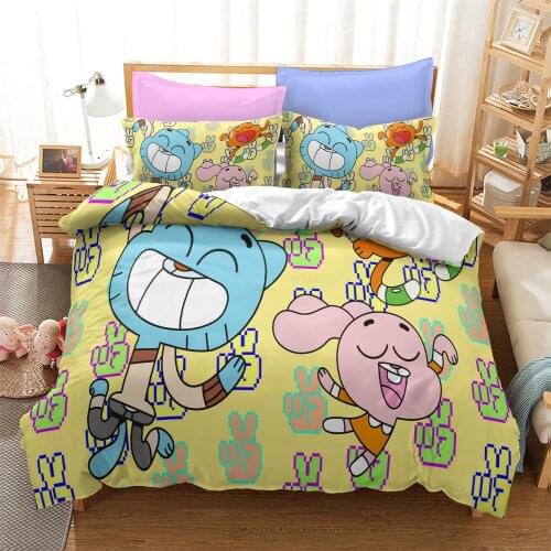 World of Gumballss Bedding Sets US/Europe/UK Size Quilt Cartoon Bed Cover Duvet Cover Pillow Case 2-3 Pieces Sets Adult Children