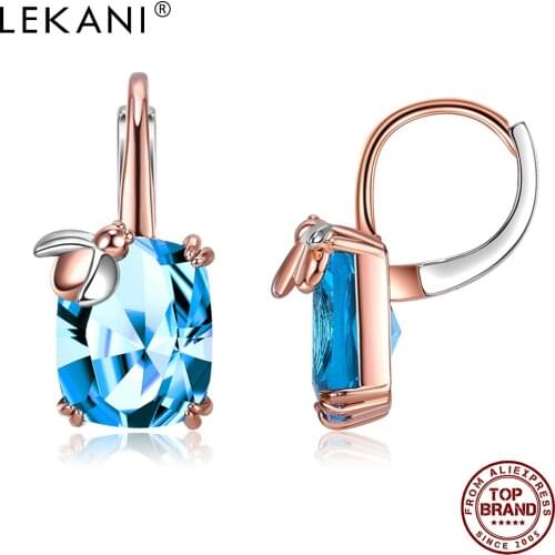 LEKANI Rose Gold Earrings For Women Clear Zircon Ladybug Stud Earring Fit Valentines Day Gifts Hot Selling Fashion Jewelry
