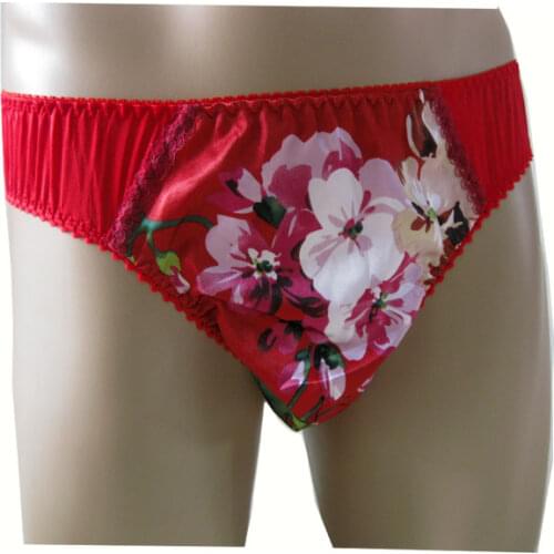 Gay Mens Underwear Sexy Flower Underpants Sissy Mens Briefs Silk Breathable Seamless Solid Panties Cueca Sexy for Men