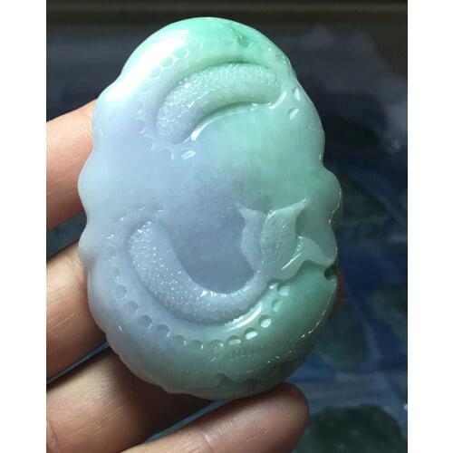 Natural Myanmar jade A HandCarved dragon jadeite jade yellow green jade pendant jade necklace pendants jewelry necklaces men