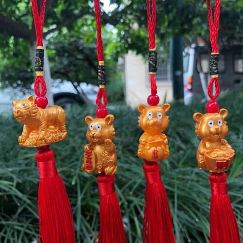 New 2022 Year of Tiger Chinese Commemorative Gift Home Car Knot Tassel Pendant Decoration Accessories