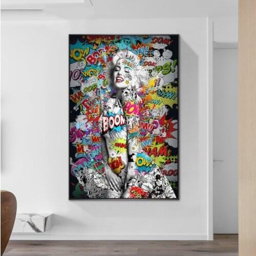 Marilyn Monroe Graffiti Art Canvas Paintins on The Wall Sexy Monroe Portrait Posters and Prints Street Art Pictures Home Decor