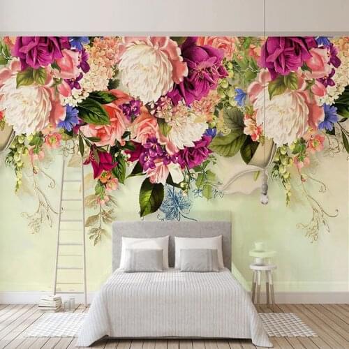 Custom 3D Photo Wallpaper Modern Retro Floral Flowers Mural Wall Decals Living Room Sofa Bedroom Background Decoration Painting