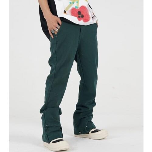 Hip Hop Ankle Pockets Straight Flare Pants Men and Women Retro Solid Harajuku Oversize Denim Pants Loose Casual Jeans Trousers